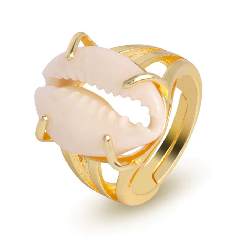 Muschelring Eingefasster Kauri (Golden)