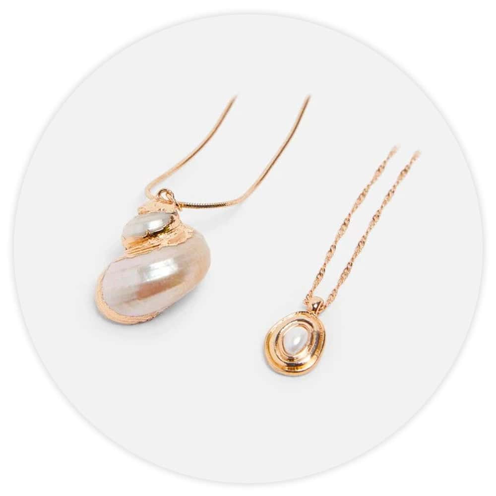 Muschelkette Goldener Und Perlmutt Turbo