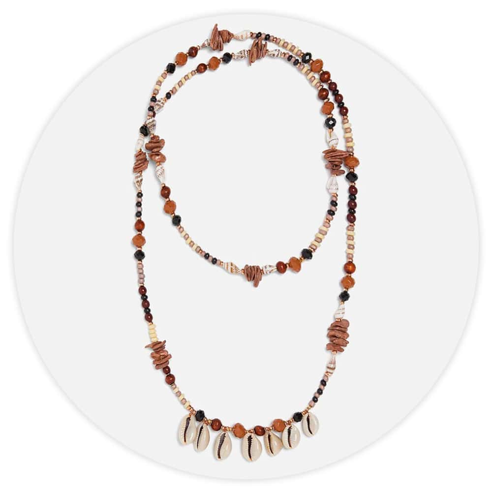 Muschelkette Kauri Und Braune Perlen
