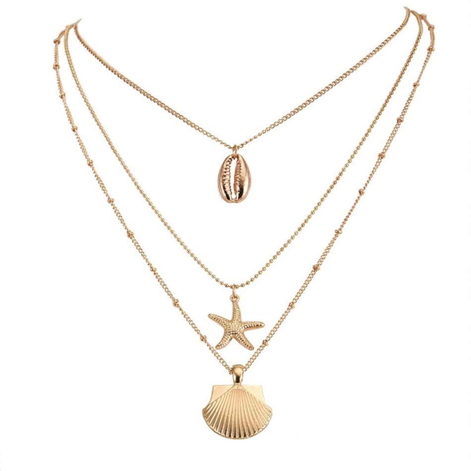 Muschelkette Kauri, Seestern Und Jakobsmuschel