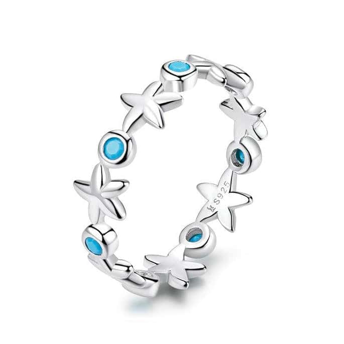Muschelring Seestern (925 Sterling Silber)
