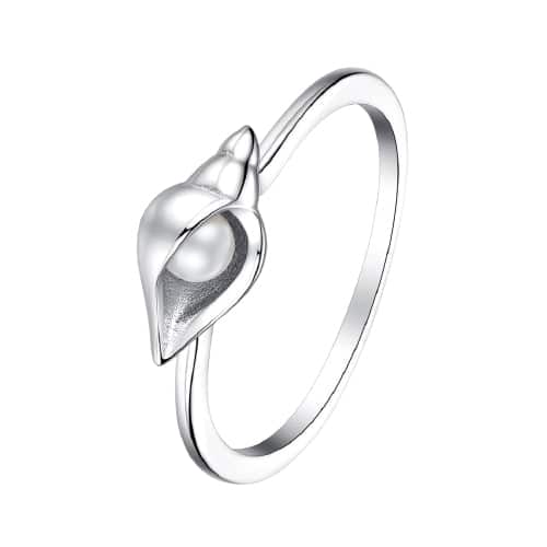 Muschelring Und 925 Sterling Silber Perle