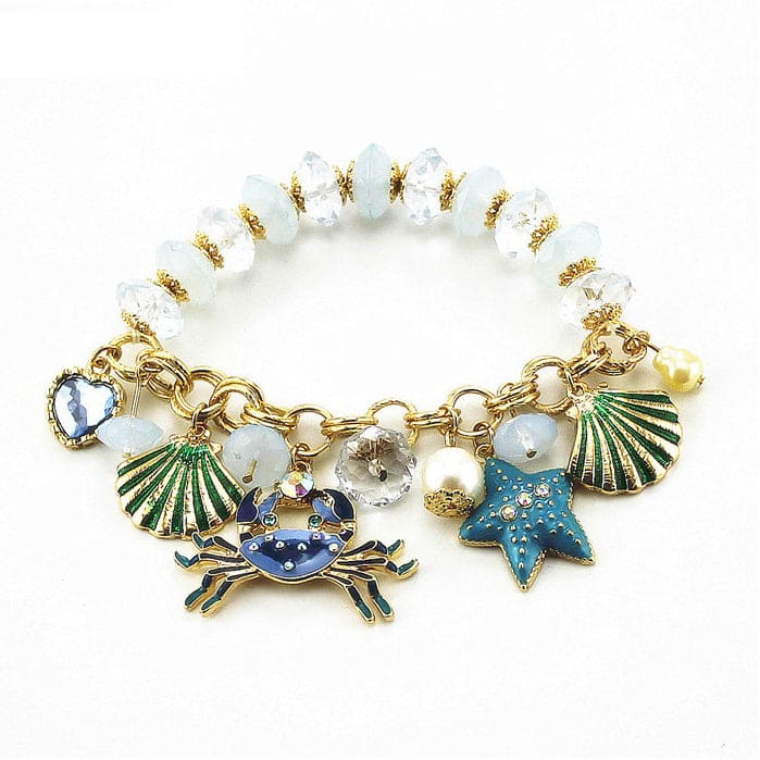 Muschelarmband Perlen, Krabbe, Jakobsmuschelschalen Und Seestern