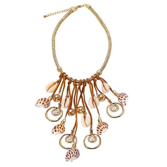 Muschelkette Goldene Kauri Und Leopardenwendeltreppen