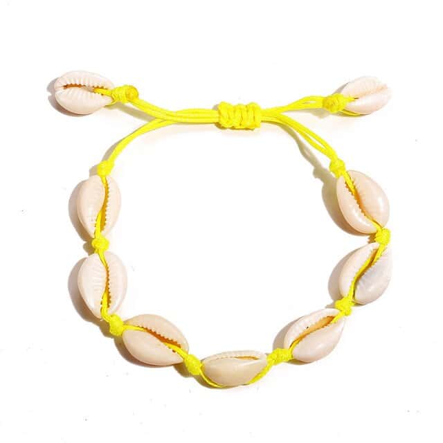 Muschelarmband Gelber Schnurkauri