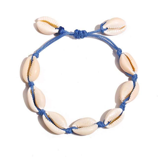 Muschelarmband Blaue Schnurkauri
