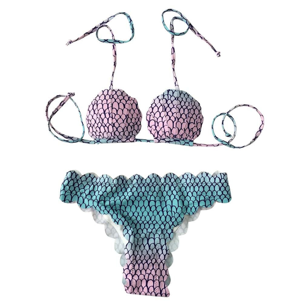 Badeanzug Muschel Bikini Meerjungfrau Blau