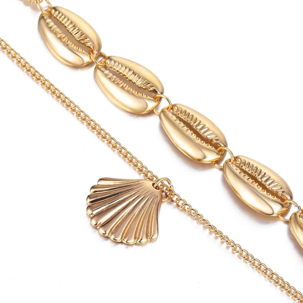 Muschelkette Goldener Muschel-Anhänger Halskette (Choker)