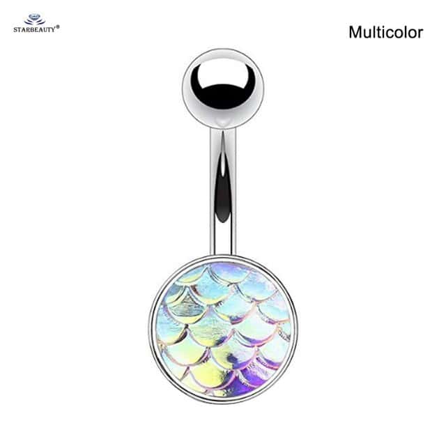 Bauchnabelpiercing Muschel Meerjungfrauen-Schuppen (Mehrfarbig)