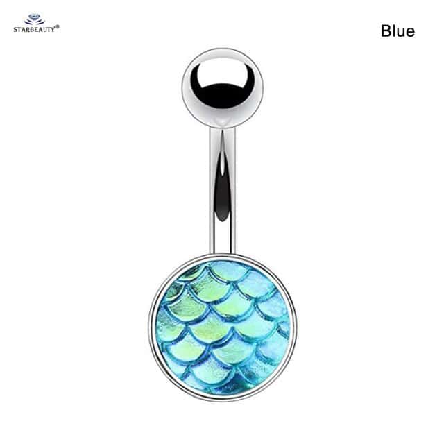 Bauchnabelpiercing Muschel Meerjungfrauen-Schuppen (Blau)