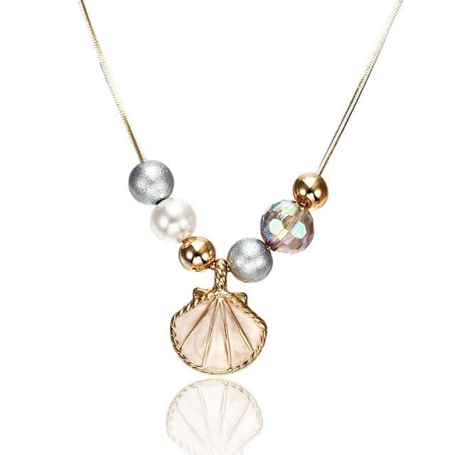 Muschelkette Beige St. Jakobsmuschelschalen Und Perlen