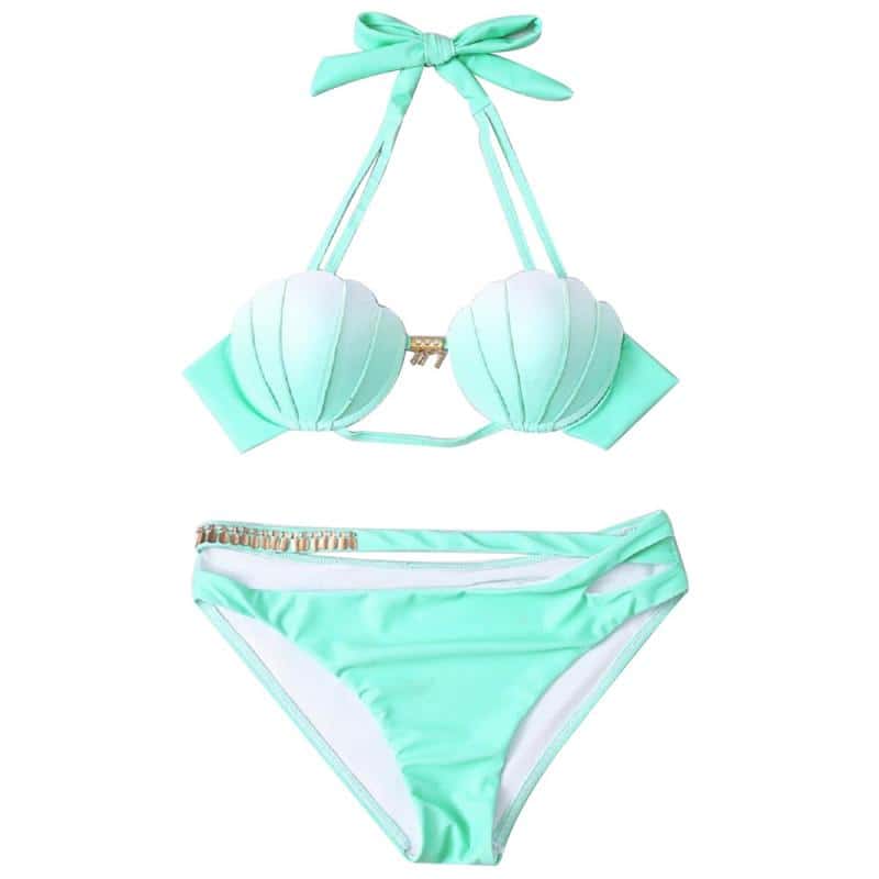 Badeanzug Muschel Bikini Pastellgrüne Meerjungfrau
