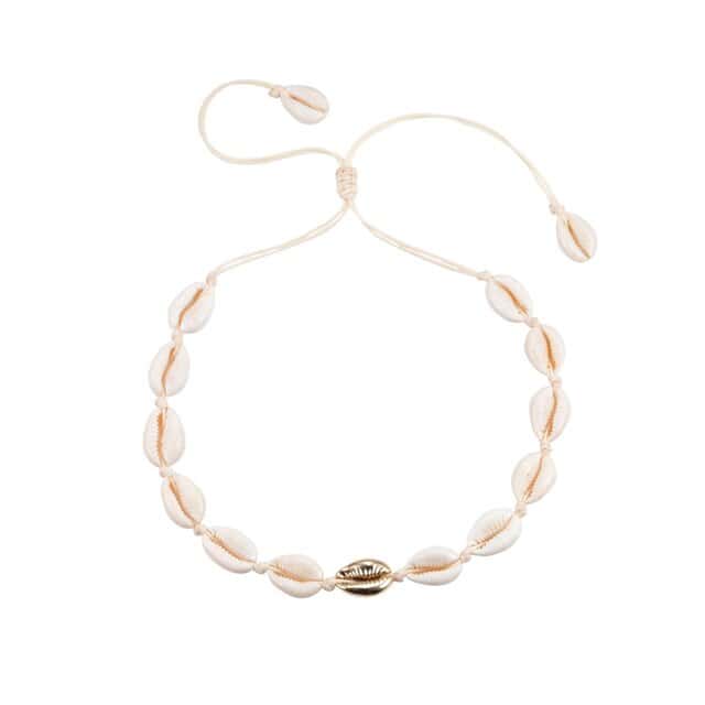 Muschelkette Weiß Und Gold Kauri