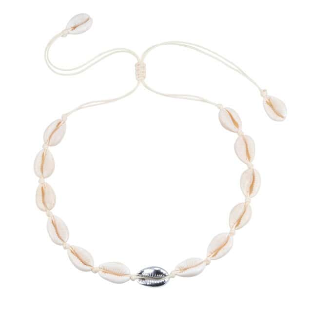 Muschelkette Weiß Und Silber Kauri