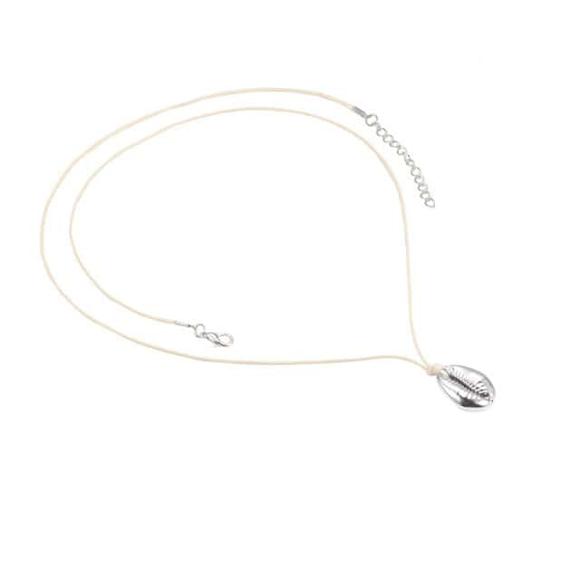 Muschelkette Silberne Kauri Weiß