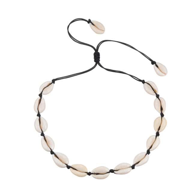 Muschelkette Weiße Kauri Mit Schwarzer Schnur