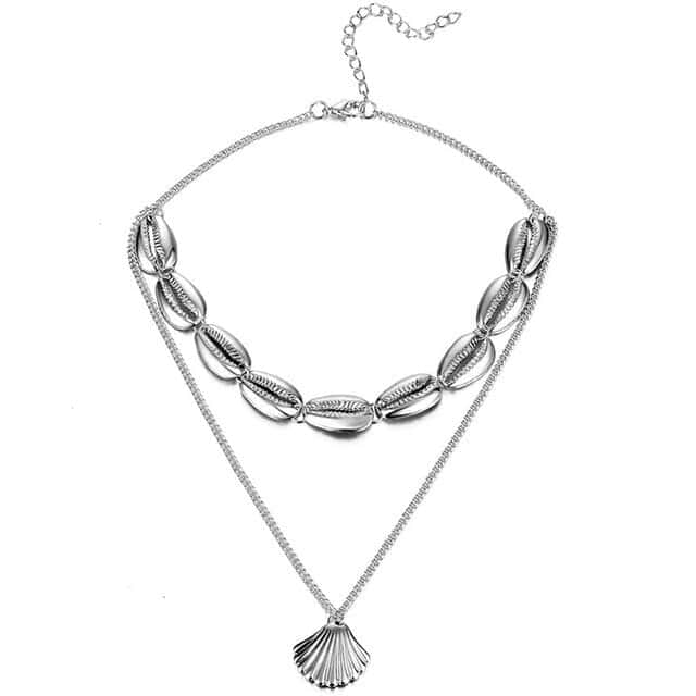 Muschelkette Silberner Muschel-Anhänger Halsband (Choker)