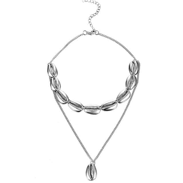 Muschelkette Silberner Kauri-Anhänger Halskette (Choker)