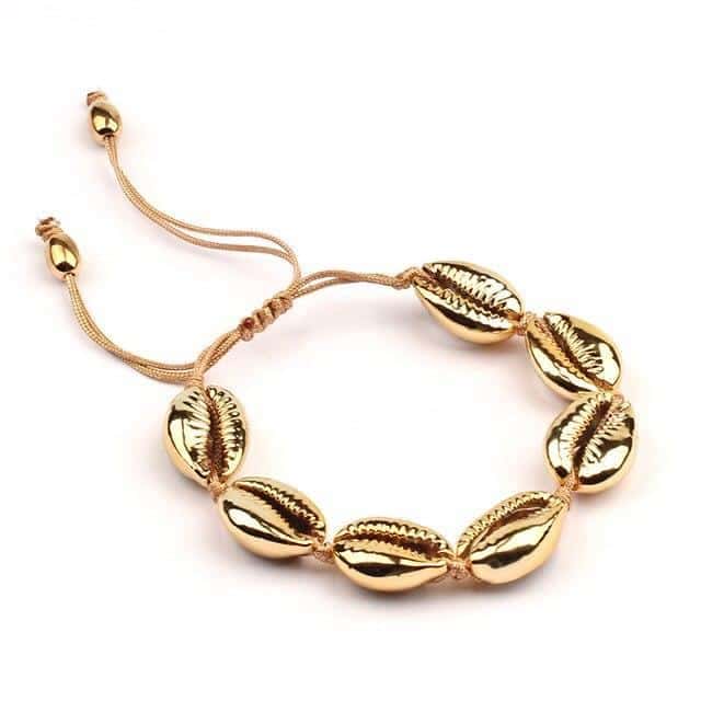 Muschelarmband Goldene Kaurimuschel