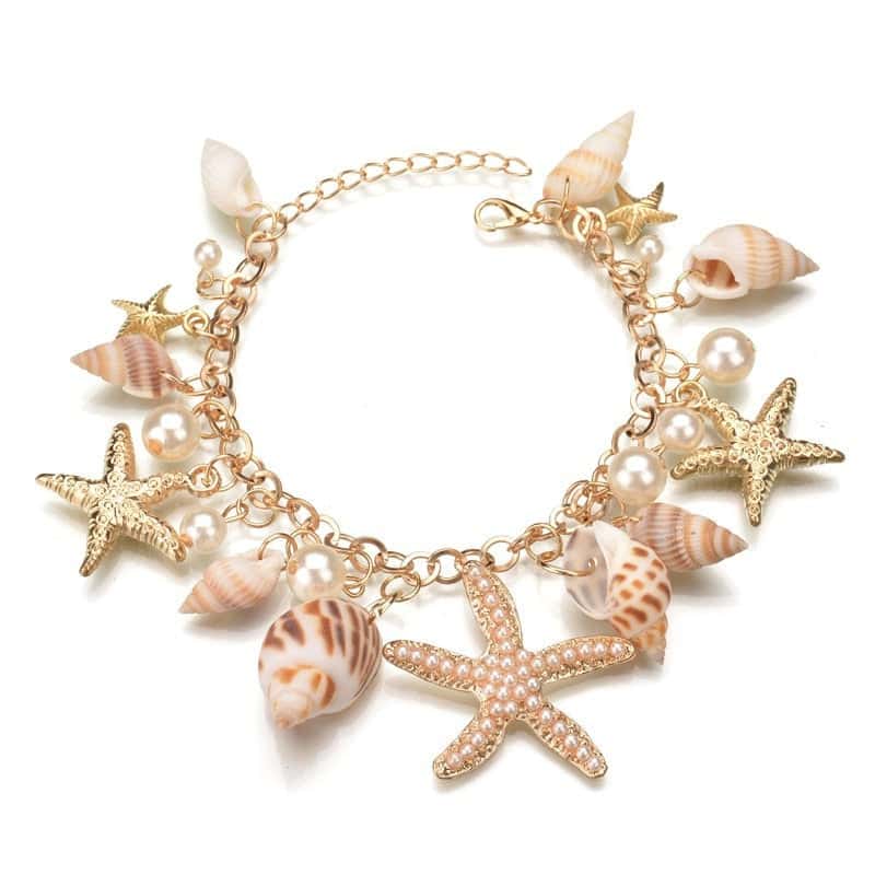 Muschelarmband Charme Mit Seesternen Und Perlen