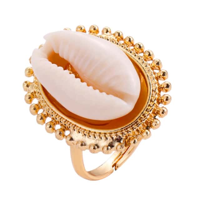 Muschelring Set Goldener Kauri