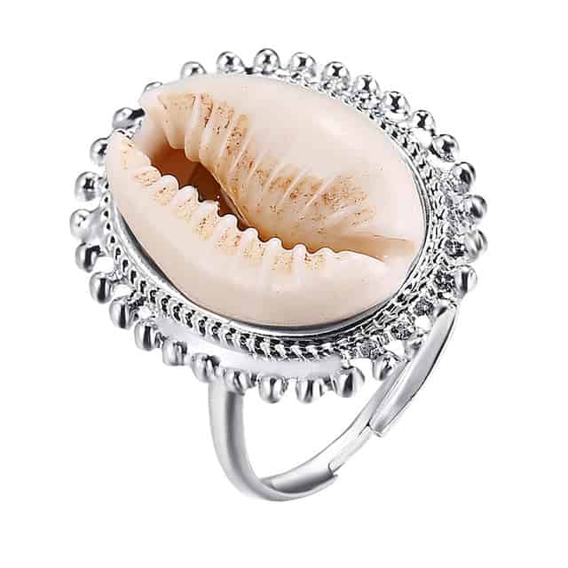 Muschelring Set Silberner Kauri