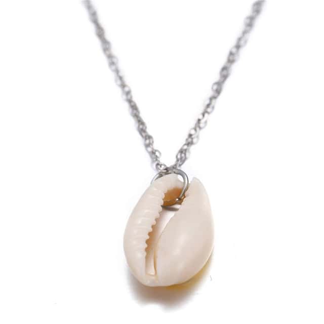 Muschelkette Weiße Kauri Und Silberne Kette