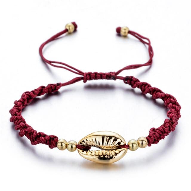 Muschelarmband Roter Und Goldener Kauri