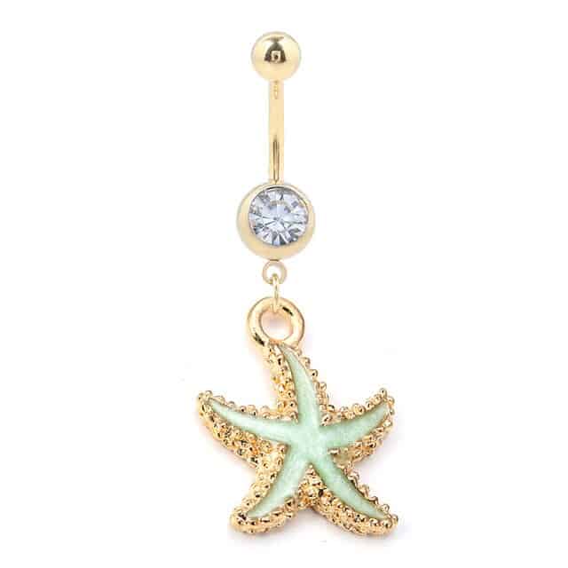 Bauchnabelpiercing Muschel Grüner Seestern