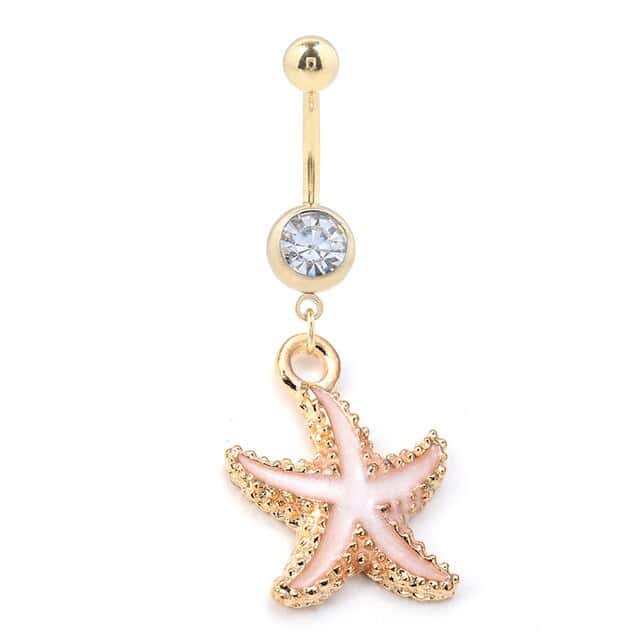 Bauchnabelpiercing Muschel Lachsrosa Seestern