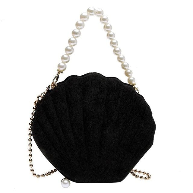 Muschel Tasche Schwarz Und Weiße Perlen