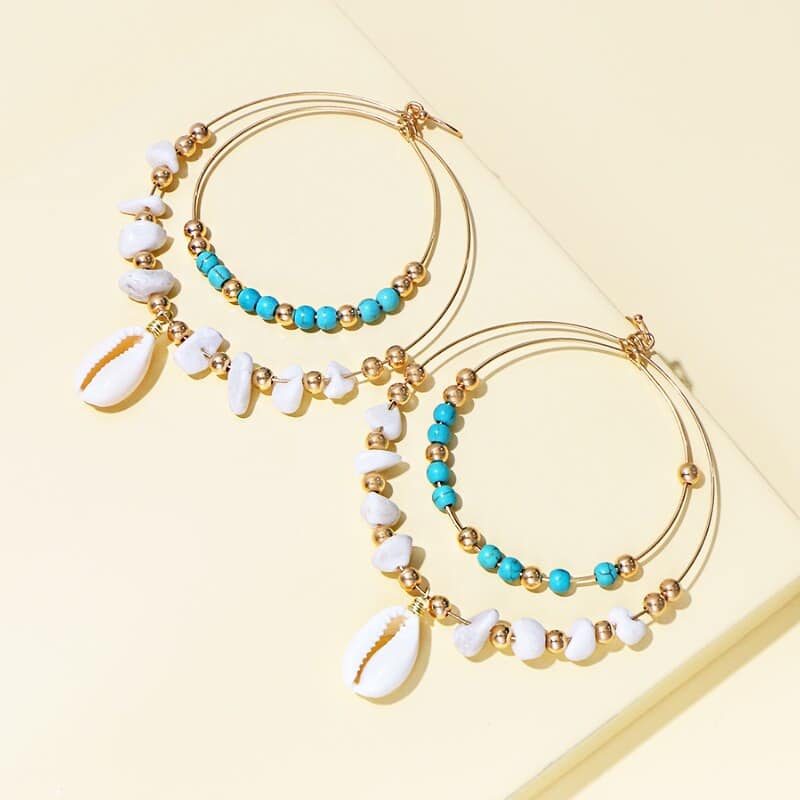 Muschel Ohrringe Doppelte Kauri-Hoops