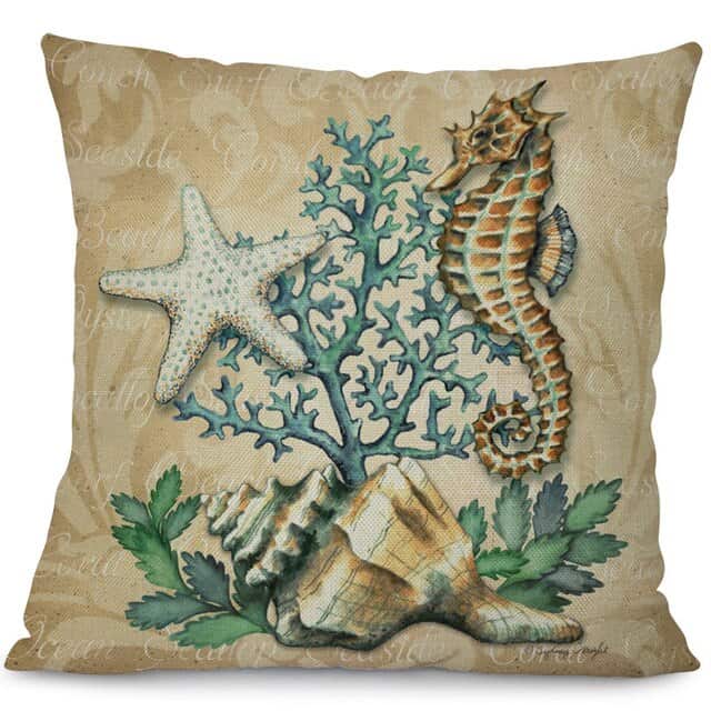 Muschelkissen Gedruckter Seepferdchen Und Seestern