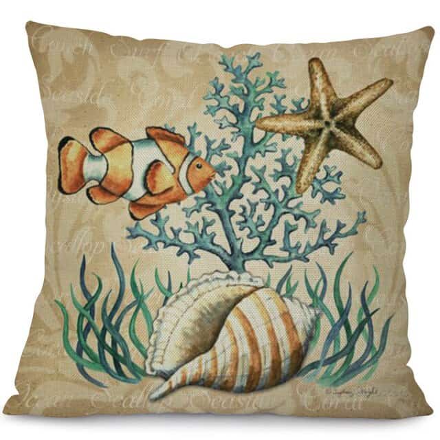 Muschelkissen Gedruckte Muschel Und Seestern
