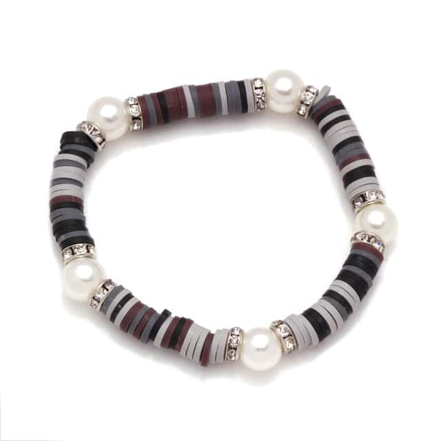 Muschelarmband Schwarze Perlen