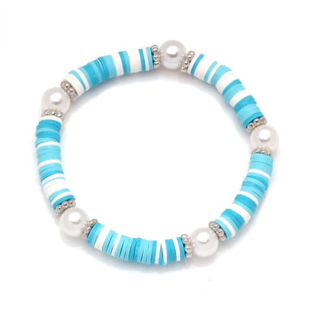 Muschelarmband Flache Blaue Perlen
