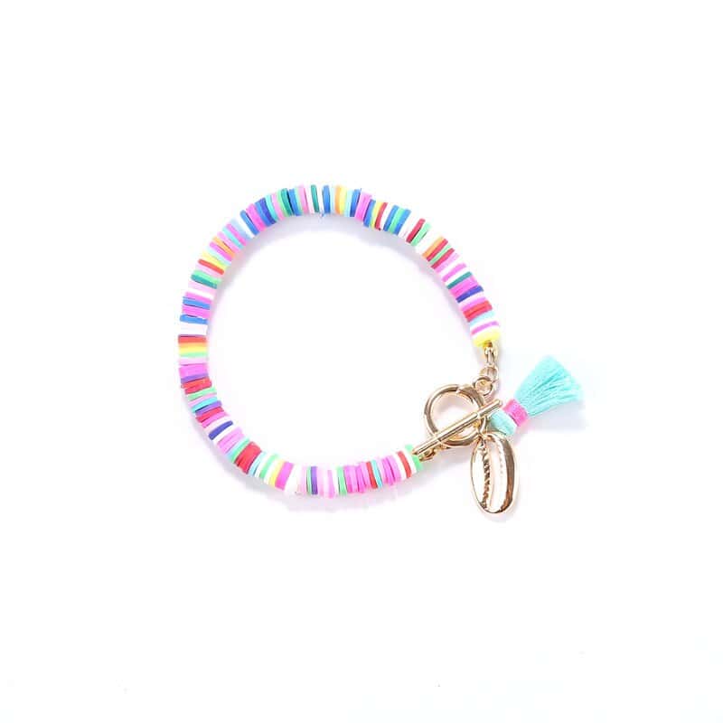 Muschelarmband Flache Türkis-Seeperlen