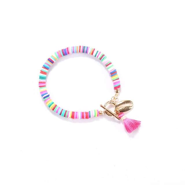 Muschelarmband Flache Rosenperlen