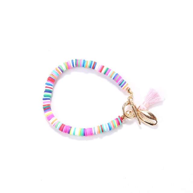 Muschelarmband Flache Rosenlagunenperlen