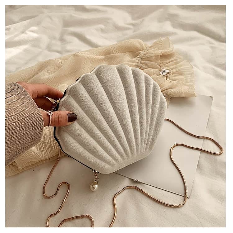 Muschel Tasche Weißer Schultergurt